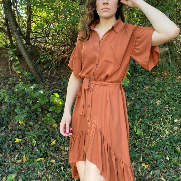 Burnt Orange hi-low dress - Picture 4 of 5